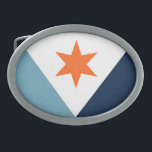 Flagga Syracuse, New York<br><div class="desc">Bälte Buckle med en design med flagga Syracuse,  New York. En blå,  vit och gult flagga</div>