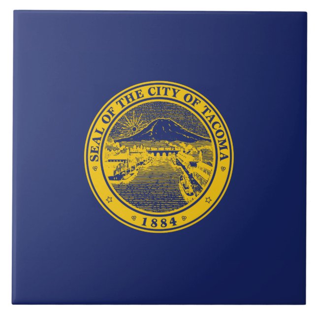 Flagga Tacoma (Washington City) Kakelplatta (Framsidan)