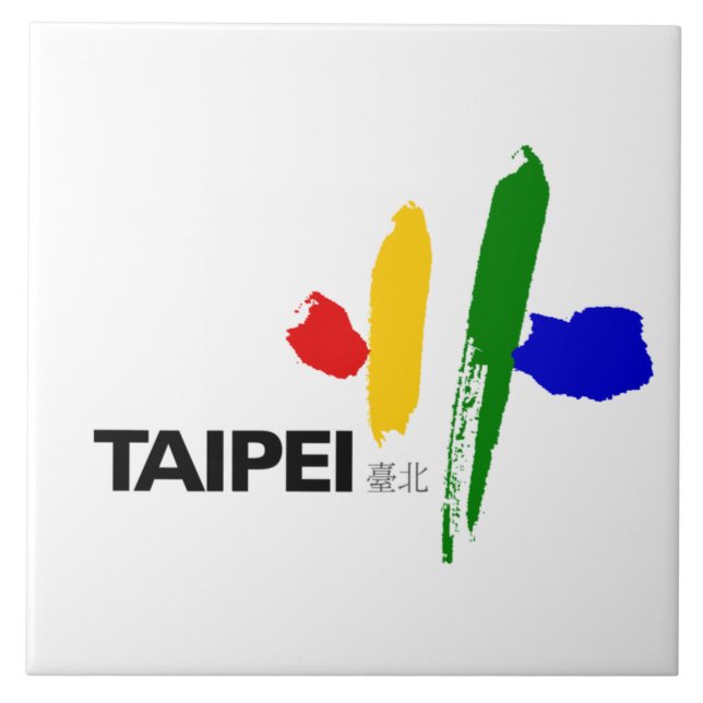 Flagga Taipei City (Taiwan) Kakelplatta (Framsidan)