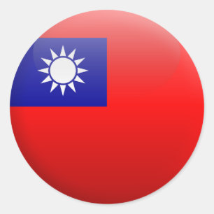 Flagga Taiwan Runt Klistermärke