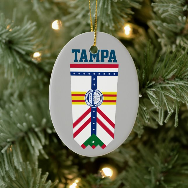 Flagga Tampa, Florida Julgransprydnad Keramik (Träd)