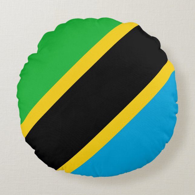 Flagga Tanzania Rund Kudde (Framsidan)