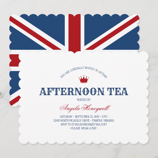 FLAGGA Tea Party Inbjudningar (Fram/baksida)