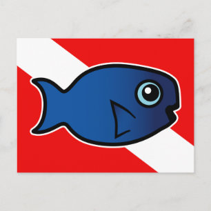 Flagga tecknad Blue Parrotfish Dive Vykort