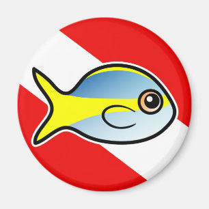 Flagga tecknad Yellowtail Snapper Dive Magnet
