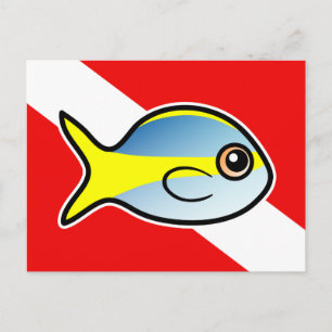 Flagga tecknad Yellowtail Snapper Dive Vykort