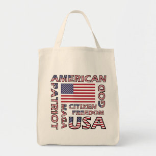 Flagga Text US Patriot Old glory Tygkasse