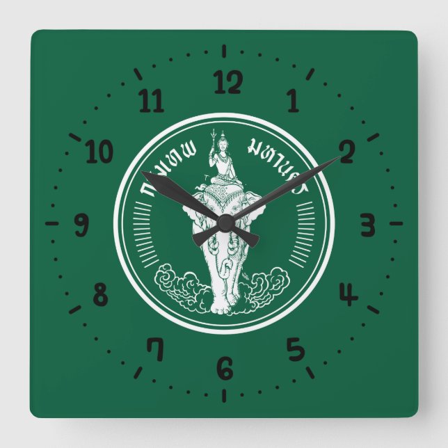 Flagga till Bangkok, Thailand Square Wall Clock Fyrkantig Klocka (Framsida)