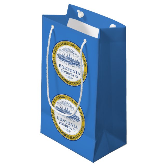 Flagga till Boston, Massachusetts Small Gift Bag (Framsidan Vinklad)