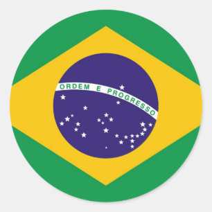 Flagga till Brasilien Bandeira do Brasil Runt Klistermärke