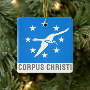 Flagga till Corpus Christi, Texas Julgransprydnad Keramik