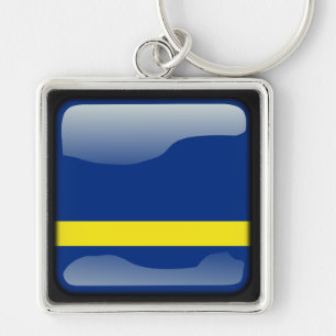 Flagga till Curacao Fyrkantig Silverfärgad Nyckelring