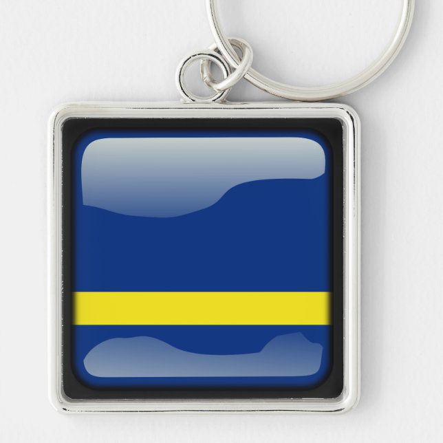 Flagga till Curacao Fyrkantig Silverfärgad Nyckelring (Framsidan)