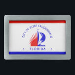 Flagga till Fort Lauderdale, Florida<br><div class="desc">Bälte Buckle med en design med flagga av Fort Lauderdale,  Florida. En vit,  röd och blå flagga</div>