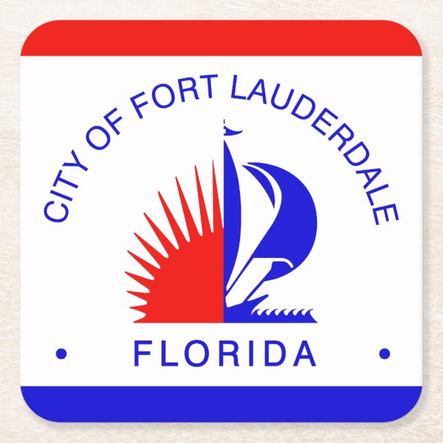 Flagga till Fort Lauderdale, Florida Underlägg Papper Kvadrat (Framsidan)