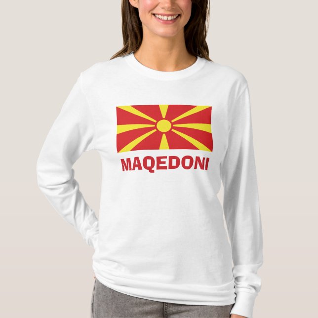 Flagga till Maqedoni Långärmad T-Shirt (Framsida)