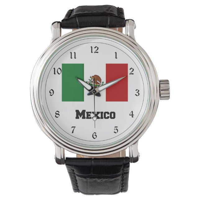 Flagga till Mexiko Large Clock Armbandsur (Framsida)
