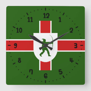 Flagga till Nottinghamshire Square Wall Clock Fyrkantig Klocka