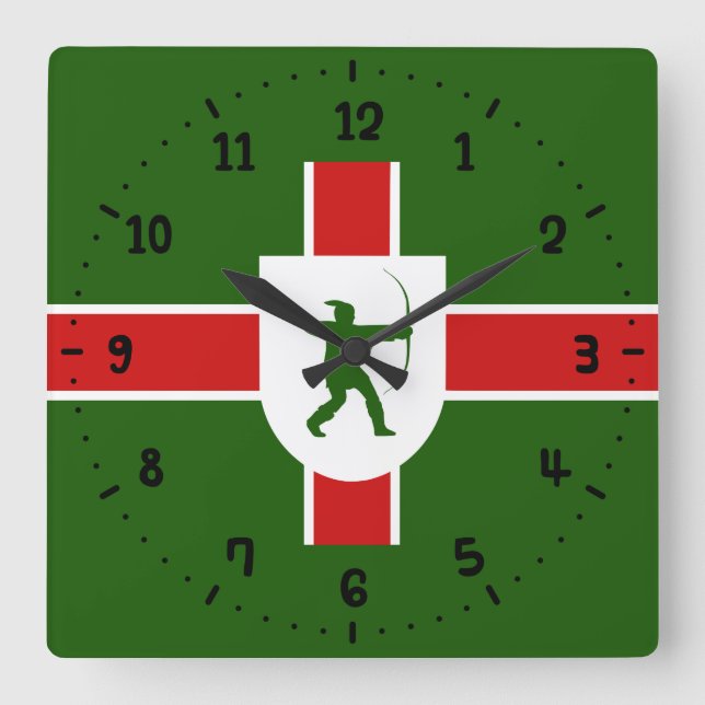 Flagga till Nottinghamshire Square Wall Clock Fyrkantig Klocka (Framsida)