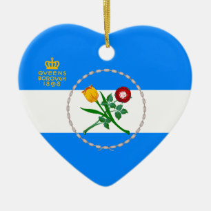 Flagga till Queens, NY Julgransprydnad Keramik