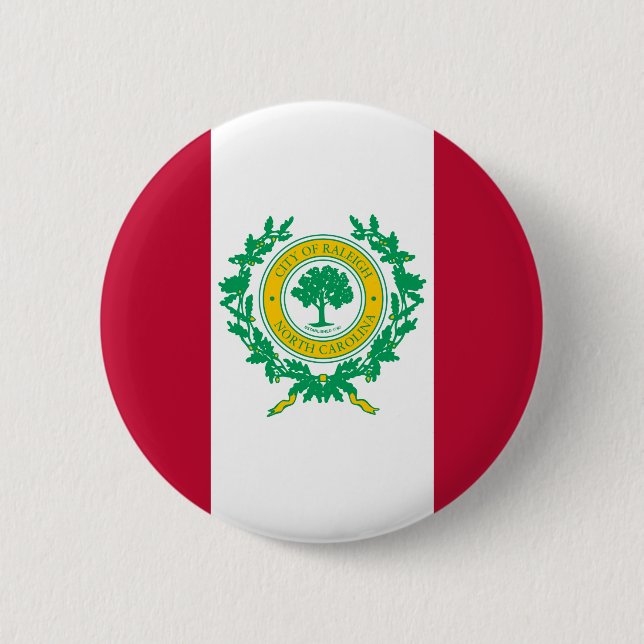 Flagga till Raleigh, North Carolina Pinback Button Knapp (Framsida)