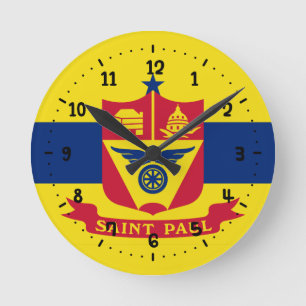 Flagga till St Paul, Minnesota Square Wall Clock Rund Klocka