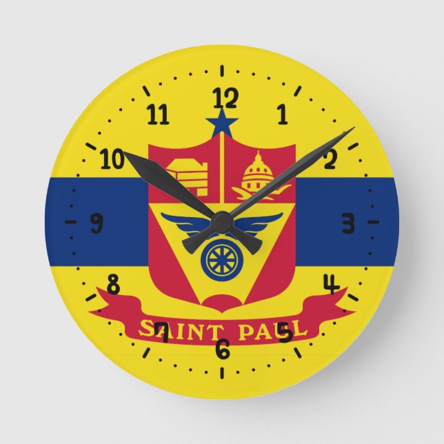 Flagga till St Paul, Minnesota Square Wall Clock Rund Klocka (Framsida)