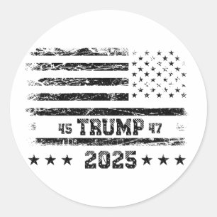Flagga till United Stater.Donald Trump. Runt Klistermärke