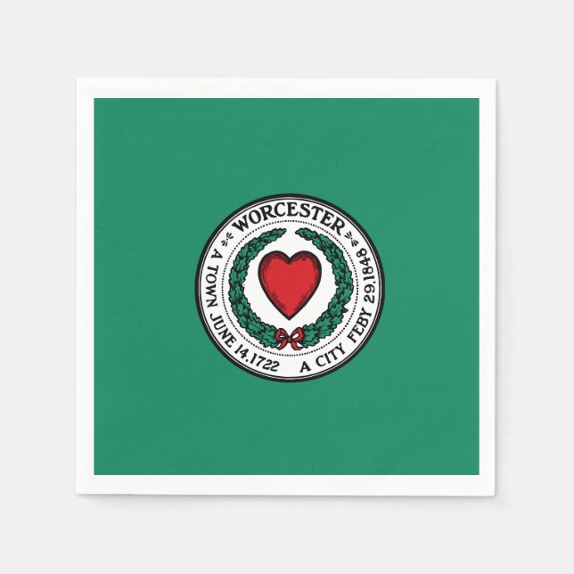 Flagga till Worcester, Massachusetts Napkins Pappersservett (Framsidan)