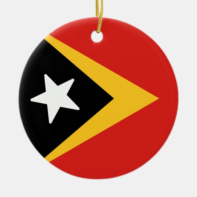 Flagga Timor-Leste Julgransprydnad Keramik (Framsidan)