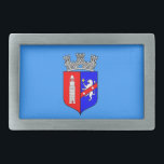 Flagga Tirana, Albaniens Bälte Buckle<br><div class="desc">Bälte Buckle med utformning med flagga Tirana,  huvudstad i Albanien,  blå flagga med jacka av arm</div>