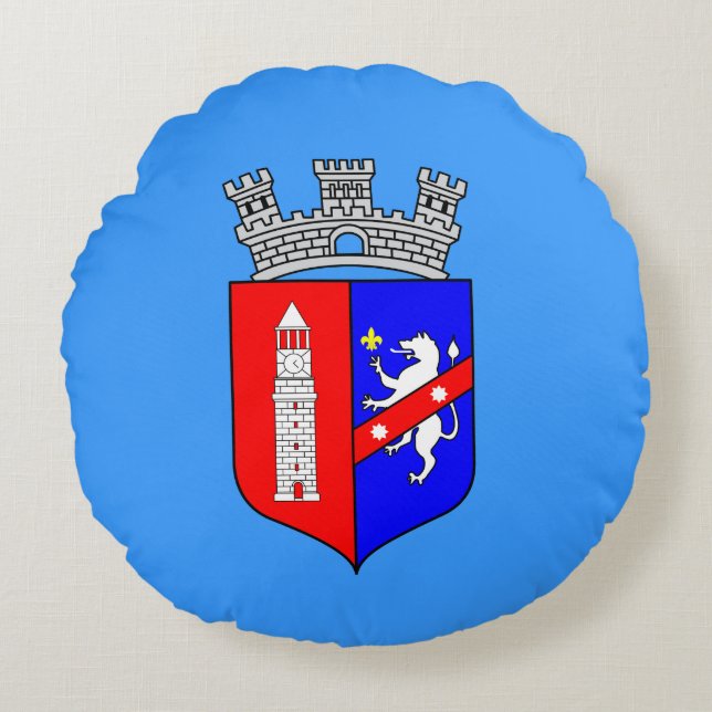 Flagga Tirana, Albaniens runda Pillow Rund Kudde (Framsidan)