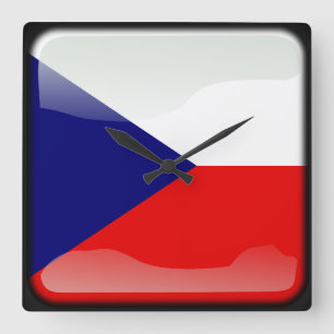 Flagga Tjeckien Fyrkantig Klocka