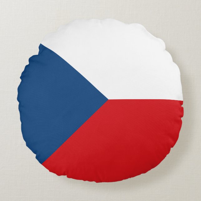 Flagga Tjeckien Rund Kudde (Framsidan)