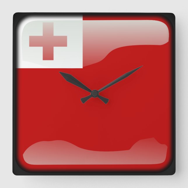Flagga Tonga Fyrkantig Klocka (Framsida)