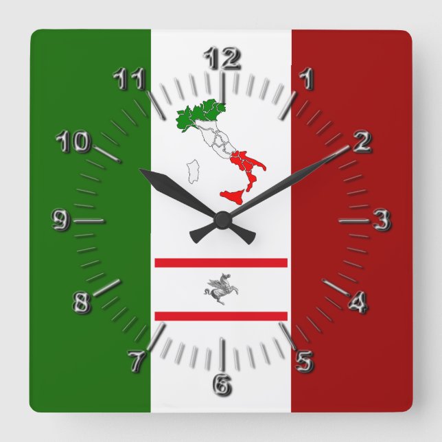Flagga Toskana (Italien) Fyrkantig Klocka (Framsida)