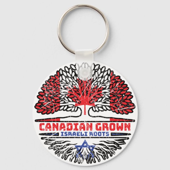 Flagga Träd Roots Israel Canadian Canada Nyckelring (Framsida)