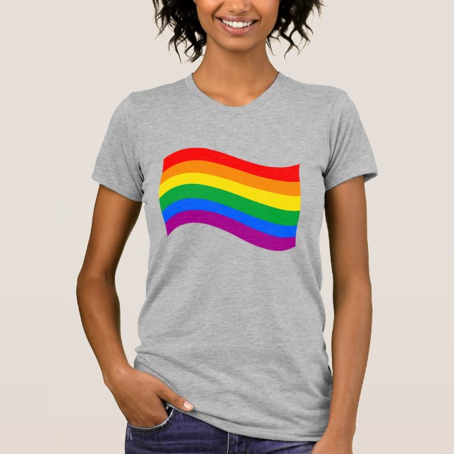 Flagga Traditional LGBTQ+ Pride Vågigt T Shirt (Framsida)