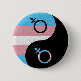 Flagga Transgender Pride Yin och Yang Symbol Pride Knapp