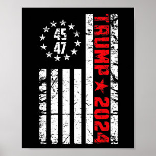 Flagga Trump 2024-45 47 Trump Betsy Ross Flagga Poster