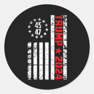 Flagga Trump 2024-45 47 Trump Betsy Ross Flagga Runt Klistermärke
