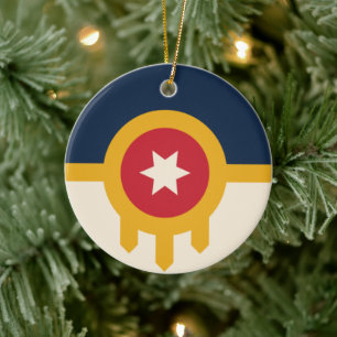 Flagga Tulsa (Oklahoma) Julgransprydnad Keramik