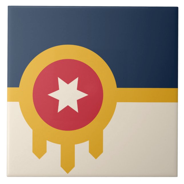 Flagga Tulsa (Oklahoma) Kakelplatta (Framsidan)
