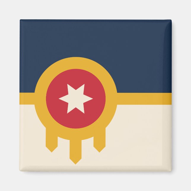 Flagga Tulsa (Oklahoma) Magnet (Framsidan)