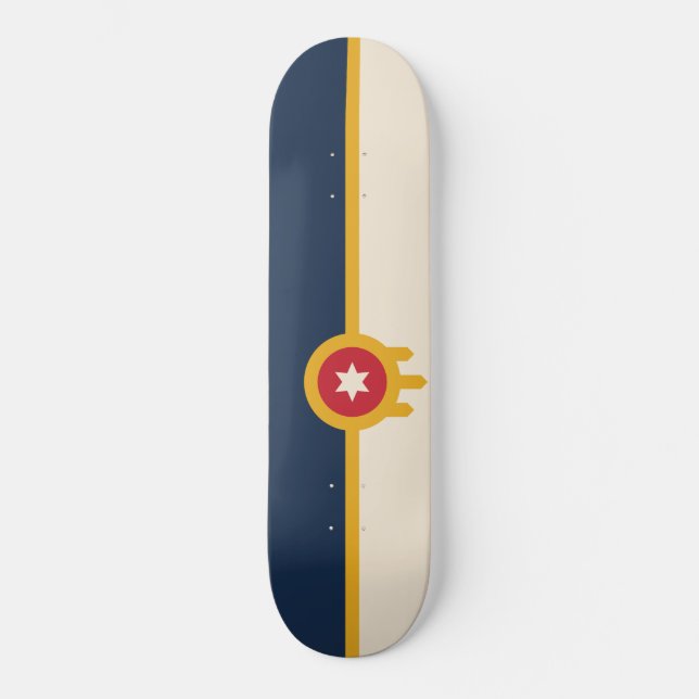 Flagga Tulsa (Oklahoma) Mini Skateboard Bräda 18,5 Cm (Framsida)