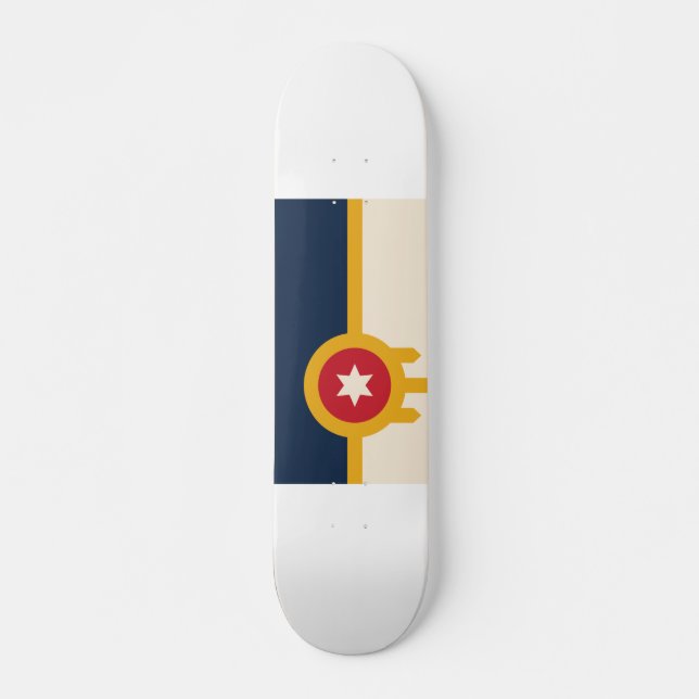 Flagga Tulsa, Oklahoma Mini Skateboard Bräda 18,5 Cm (Framsida)