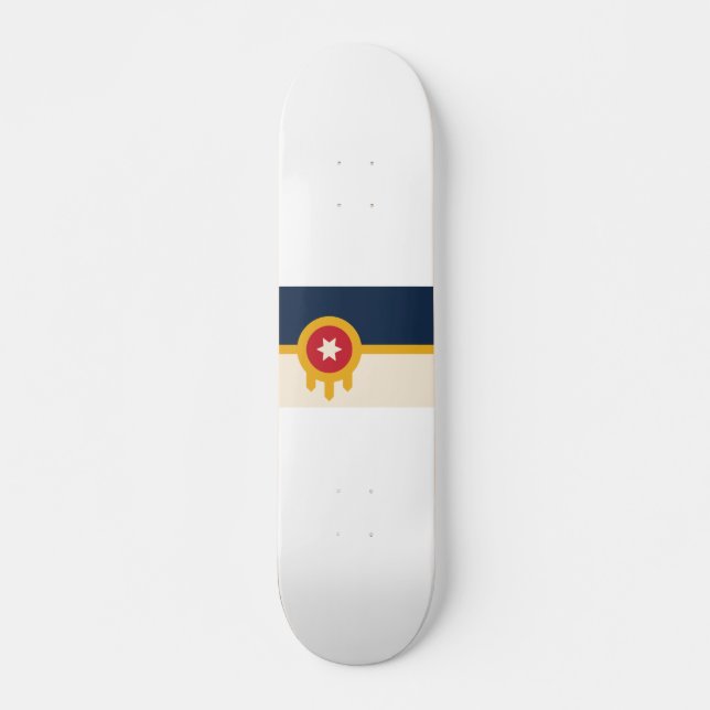 Flagga Tulsa, Oklahoma Mini Skateboard Bräda 18,5 Cm (Framsida)