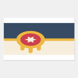 Flagga Tulsa, Oklahoma Rektangulärt Klistermärke