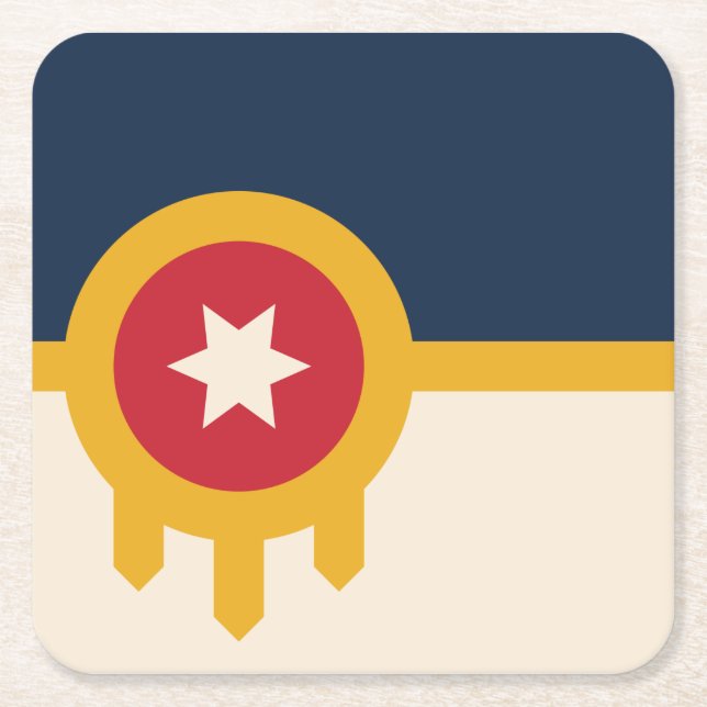 Flagga Tulsa, Oklahoma Underlägg Papper Kvadrat (Framsidan)