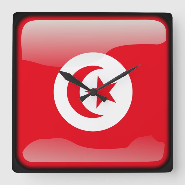Flagga Tunisien Fyrkantig Klocka (Framsida)